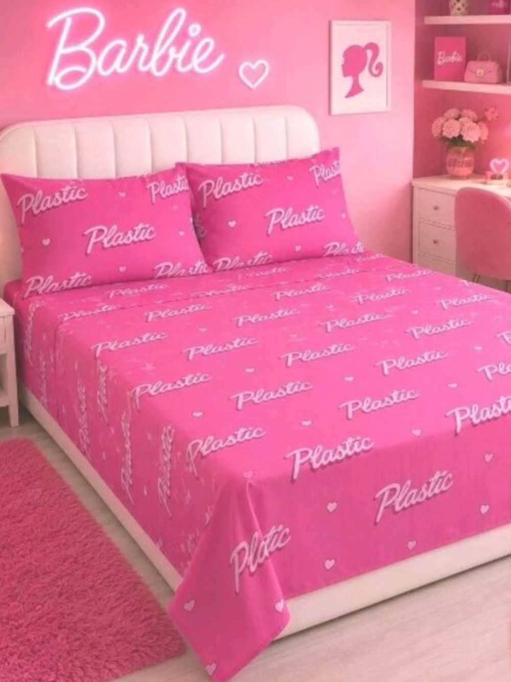 DOLLS KILL Hot Pink “Plastic” Mean Girls Full/Queen Bed Sheets NEW